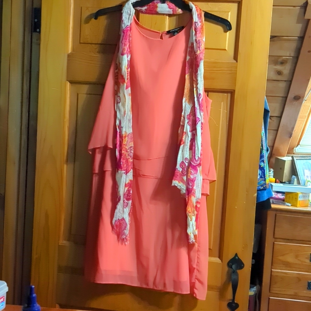 Sleeveless Ruffle Layered Dress Coral 16